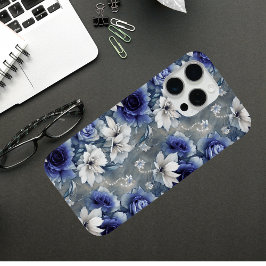 Elegantes Blau und Weiße Rosen und Lilien Case-Mate iPhone Hülle