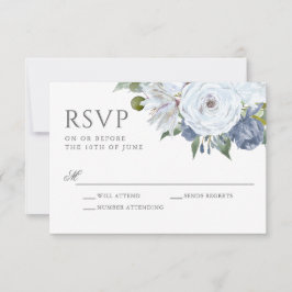 Elegantes Blau und Weiße Wasserfarben UAWG RSVP Karte