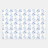 Elegantes Blau und Weiße Wildblume Wasserfarbe Geschenkpapier Set (Vorderseite)