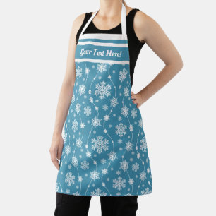 Elegantes Blau- und Winterweißes Schneeflockenmust Schürze