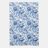Elegantes Blau-Weiß-Blumen-Chic-Blumenmuster Geschirrtuch (Vertikal)