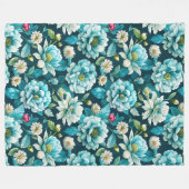 Elegantes Blau-Weiß-Blumenmuster Fleece Blank (Vorderseite (Horizontal))