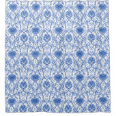 Elegantes Blau-Weiß-Damask-Muster Duschvorhang (Vorderseite)