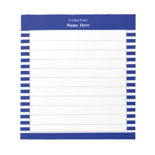 Elegantes Blau-Weiß-Gestreiftes Notizbuch Notizblock