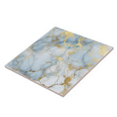Elegantes Blau-Weiß-Gold-Marmor-Muster  Fliese (Seite)