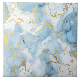 Elegantes Blau-Weiß-Goldmarmor-Muster Fliese