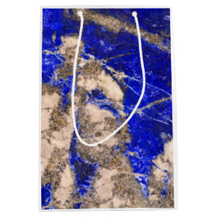 Elegantes blau weiß grau Granitmarmor-Muster Mittlere Geschenktüte