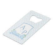 Elegantes Blau-Weiß-Hydrangea-Hochzeitssemble-Wapp Geldbeutel Flaschenöffner (Vorderseite Schrägansicht)