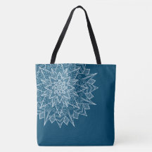 Elegantes Blau-Weiß-Mandala-Blumenmuster 