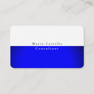 Elegantes Blau-Weiß-Minimalistisches Design Visitenkarte