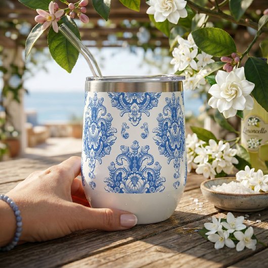 Elegantes Blau-Weiß-Mittelmeer-Damaskus-Muster