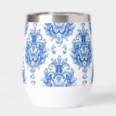 Elegantes Blau-Weiß-Mittelmeer-Damaskus-Muster (Rückseite)
