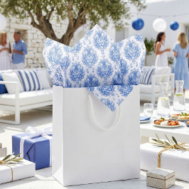 Elegantes Blau-Weiß-Mittelmeer-Damaskusmuster Seidenpapier