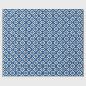 Elegantes Blau-Weiß-Muster Geschenkpapier (Flach)