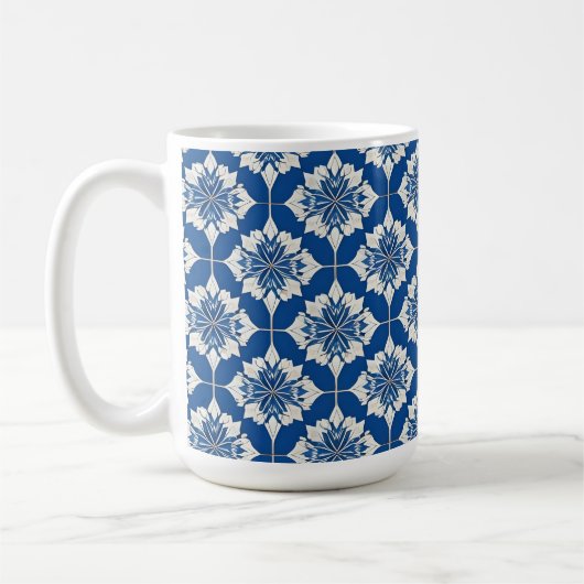 Elegantes Blau-Weiß-Muster Kaffeetasse (Links)