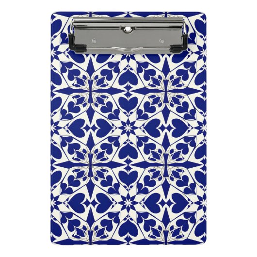 Elegantes Blau-Weiß-Muster Mini Klemmbrett (Vorderseite)