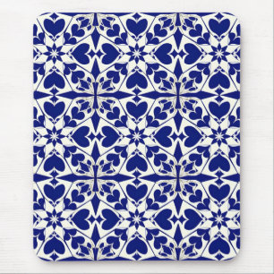 Elegantes Blau-Weiß-Muster Mousepad