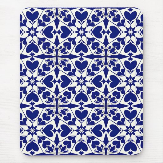 Elegantes Blau-Weiß-Muster Mousepad (Vorne)