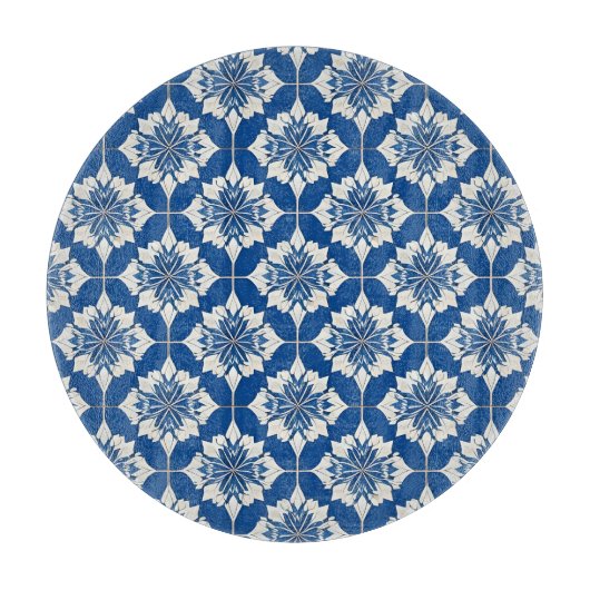 Elegantes Blau-Weiß-Muster Schneidebrett (Vorderseite)