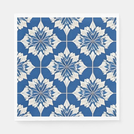 Elegantes Blau-Weiß-Muster Serviette (Vorderseite)