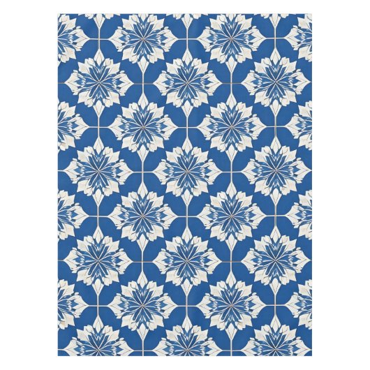 Elegantes Blau-Weiß-Muster Tischdecke (Vorderseite)