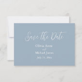 Elegantes Blau-Weiß-Script Save-The-Date Save The Date (Vorderseite)