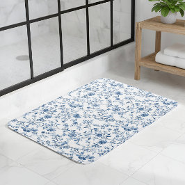 Elegantes Blau-Weiß-Toile-Französischer-Vintage-St Badematte