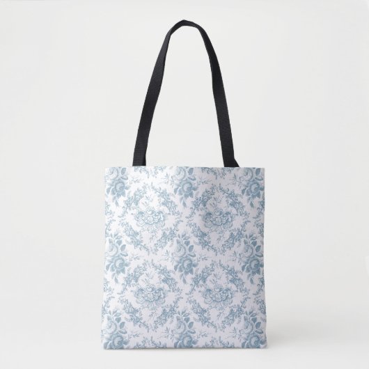 Elegantes blau-weiße Blumentoilette Tasche (Vorderseite)