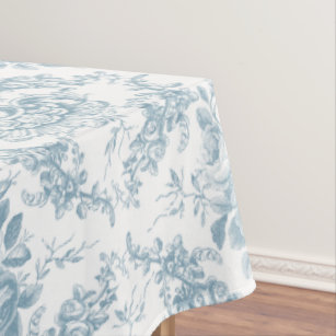 Elegantes blau-weiße Blumentoilette Tischdecke