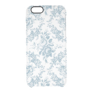Elegantes blau-weiße Blumentoilette Durchsichtige iPhone 6/6S Hülle