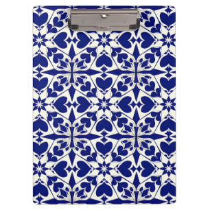Elegantes blau-weißes Blumenmuster Klemmbrett