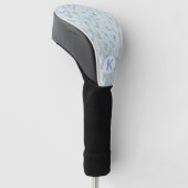 Elegantes blau-weißes Blumenmuster-Monogramm Golf Headcover (angewinkelt)