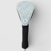 Elegantes blau-weißes Blumenmuster-Monogramm Golf Headcover (Vorderseite)