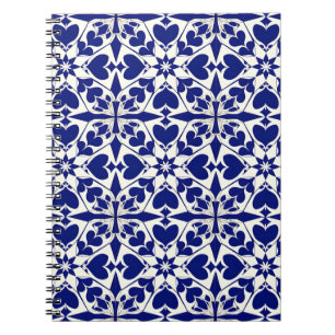Elegantes blau-weißes Blumenmuster Notizblock