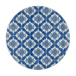 Elegantes blau-weißes Blumenmuster Schneidebrett