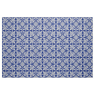 Elegantes blau-weißes Blumenmuster Stoff
