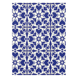 Elegantes blau-weißes Blumenmuster Tischdecke