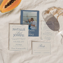 Elegantes Blau-Weißes Old-Money-Retro-Hochzeit