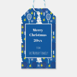 Elegantes, blau-weißes Weihnachtstennis Geschenkanhänger
