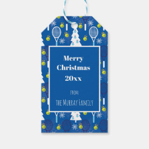 Elegantes, blau-weißes Weihnachtstennis Geschenkanhänger
