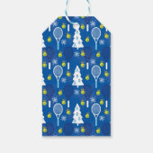 Elegantes, blau-weißes Weihnachtstennis Geschenkanhänger (Rückseite)
