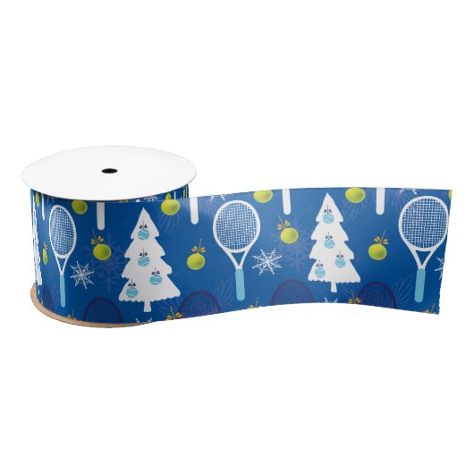 Elegantes, blau-weißes Weihnachtstennis Satinband (Spule)