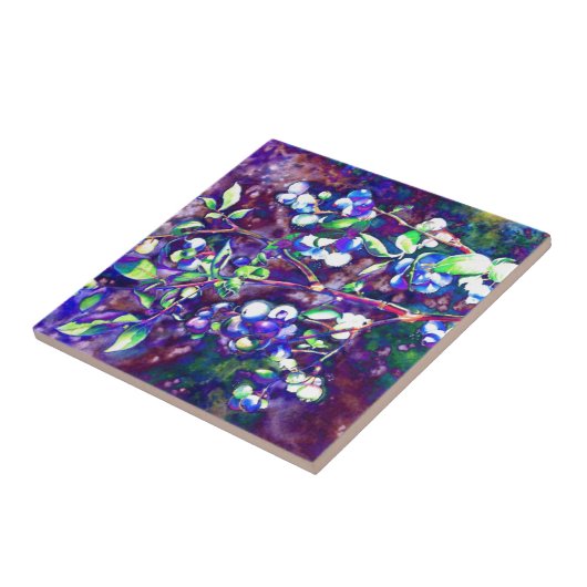Elegantes Blaubeerengemälde Fliese (Seite)
