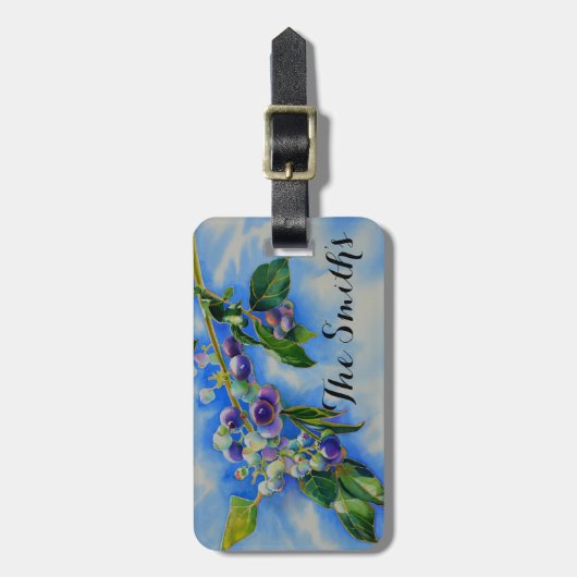 Elegantes Blaubeerengemälde Gepäckanhänger (Vorderseite vertikal)