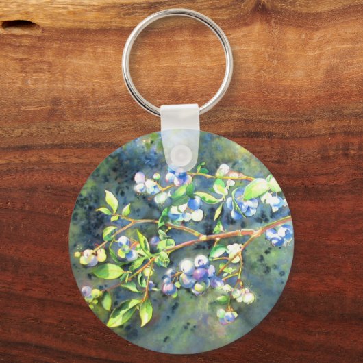 Elegantes Blaubeerengemälde Schlüsselanhänger (Vorderseite)