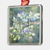 Elegantes Blaubeerengemälde Silbernes Ornament (Links)