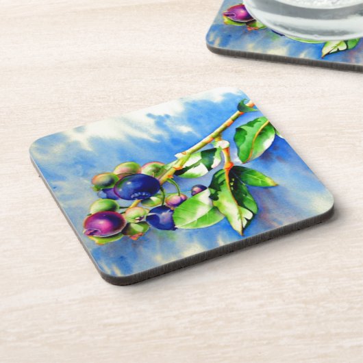 Elegantes Blaubeermalen Getränkeuntersetzer (Linke Seite)