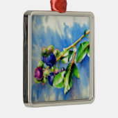 Elegantes Blaubeermalen Silbernes Ornament (Rechts)