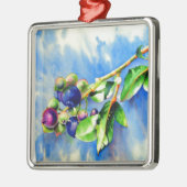 Elegantes Blaubeermalen Silbernes Ornament (Links)