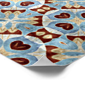 Elegantes blaubraunes Mosaik Kaleidoskop-Muster Poster (Ecke)
